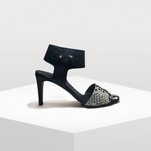Vince Antonia Black/Python Leather Sandals Pumps